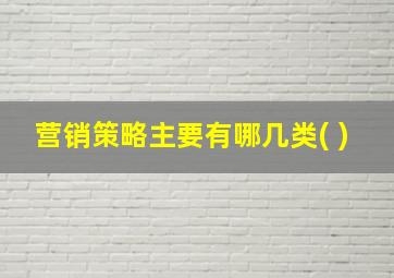 营销策略主要有哪几类( )